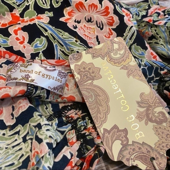Band Of Gypsies Simone Floral Printed Flared Ruffle Long Sleeve Mini Dress Y2K - Picture 7 of 8